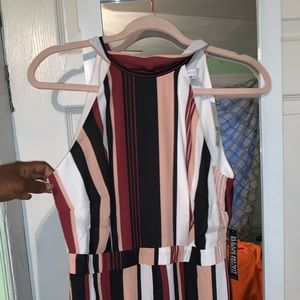 NY&C HALTER STRIPED JUMPSUIT IN SMALL